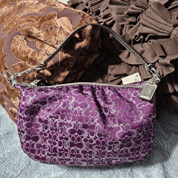 Coach Y2k Mini Pouch Shoulder Bag Purse in Purple Metallic Lurex Jacquard - Picture 1 of 8